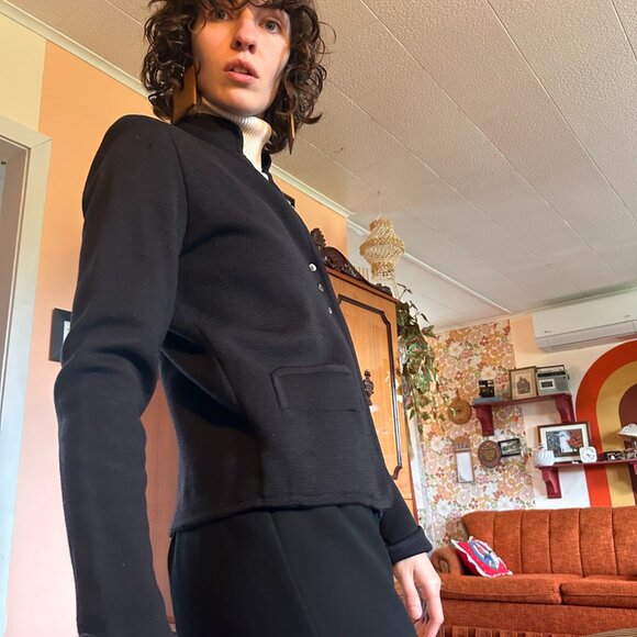 1950s Pure virgin wool Brigus Knitting Mills black fully-fashioned blazer! - Picture 7 of 16